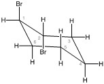 Chair conformation 1 for trans 1,2-dibromocyclohexane